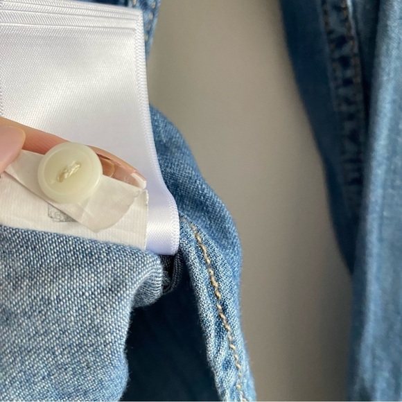 Gap Two Pocket Western Denim Button down Shirt Medium Indigo - Picture 13 of 14